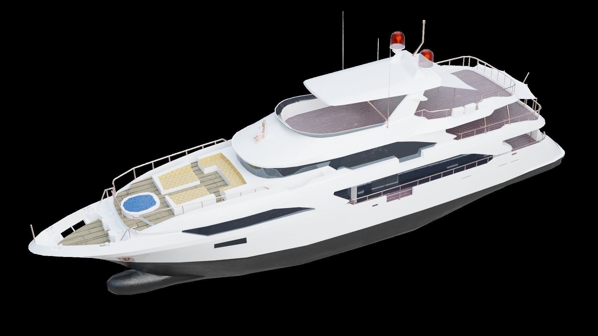 Mega Yacht Low-poly 3D model_7