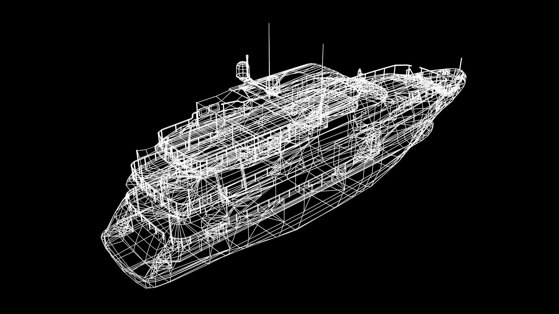 Mega Yacht Low-poly 3D model_40