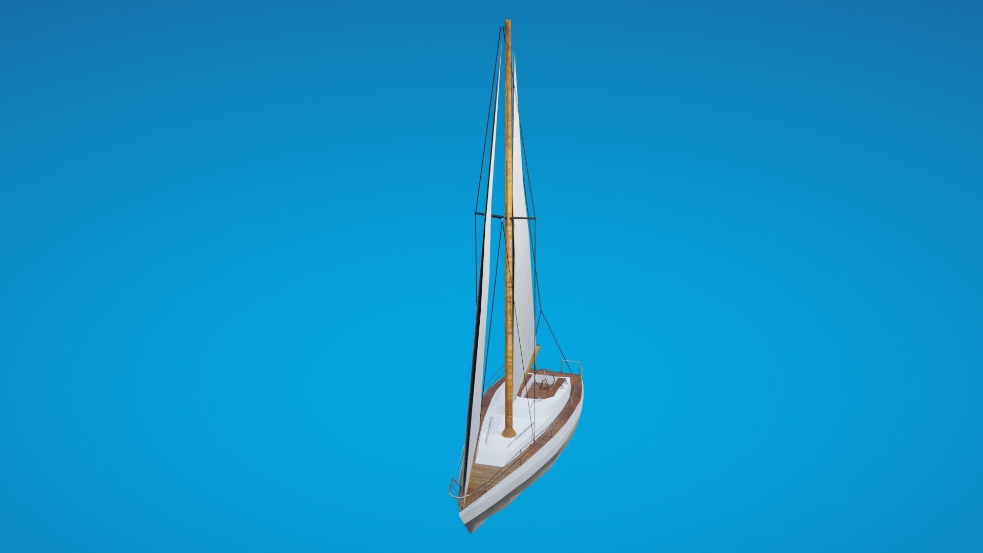 Modern Sail boat Low-poly 3D model_17