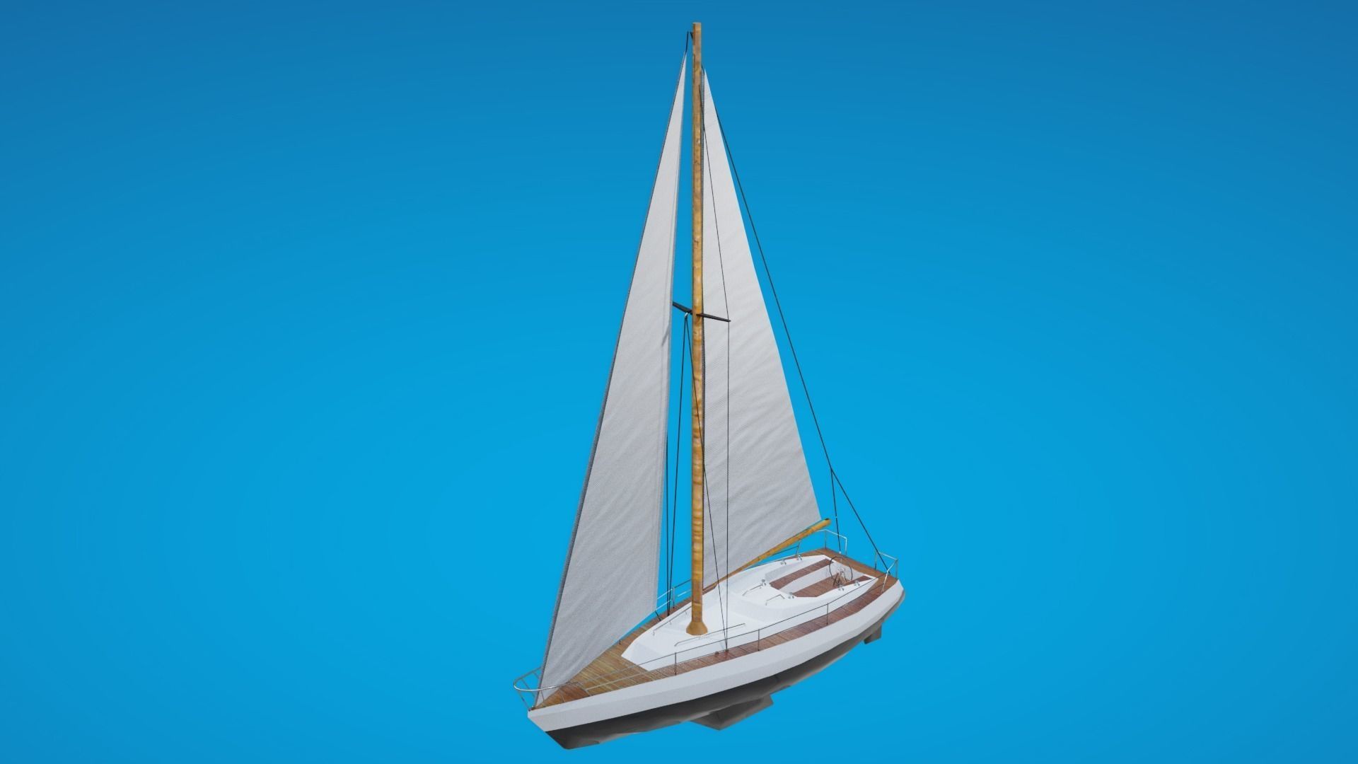 Modern Sail boat Low-poly 3D model_13