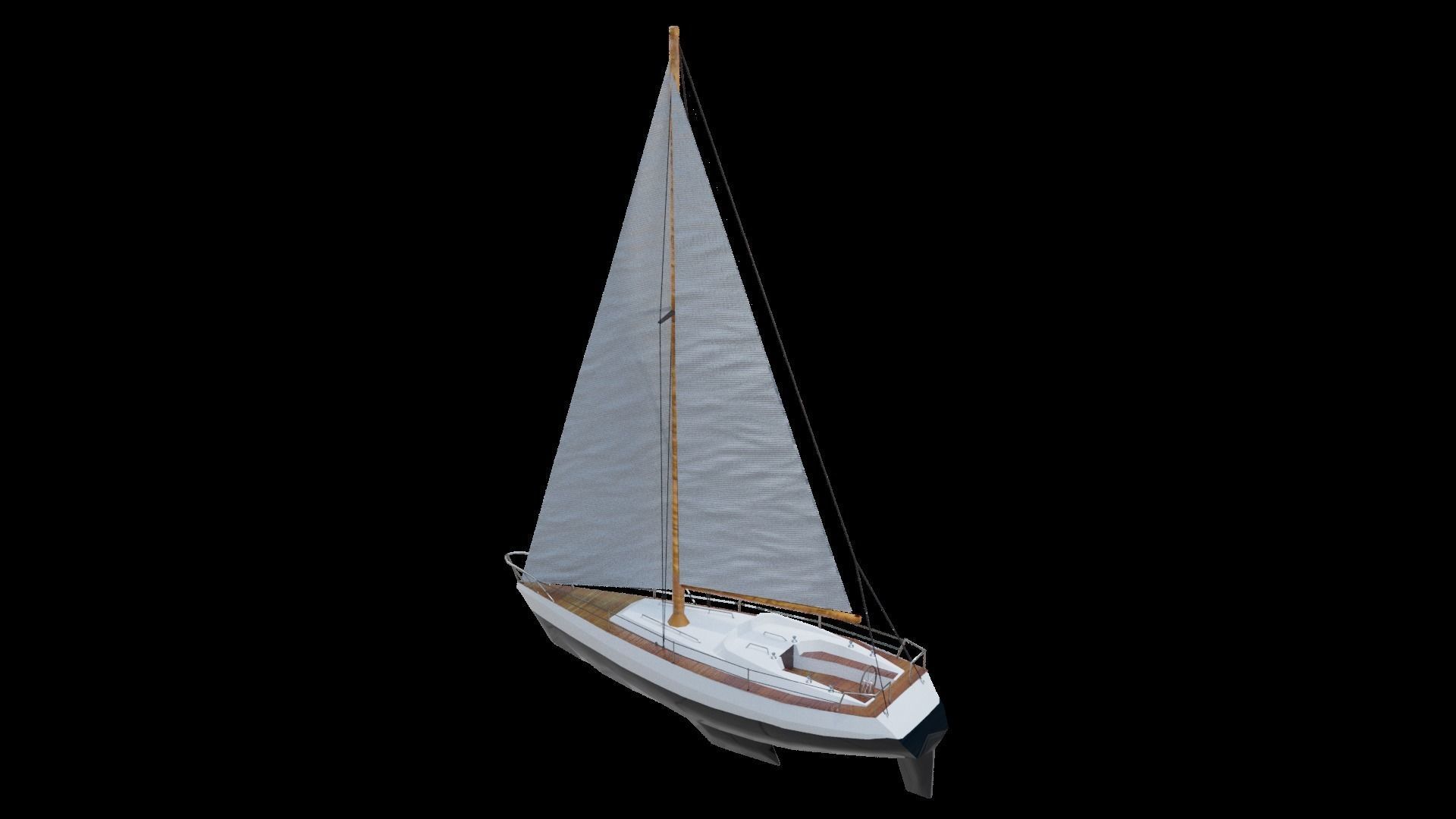 Modern Sail boat Low-poly 3D model_11