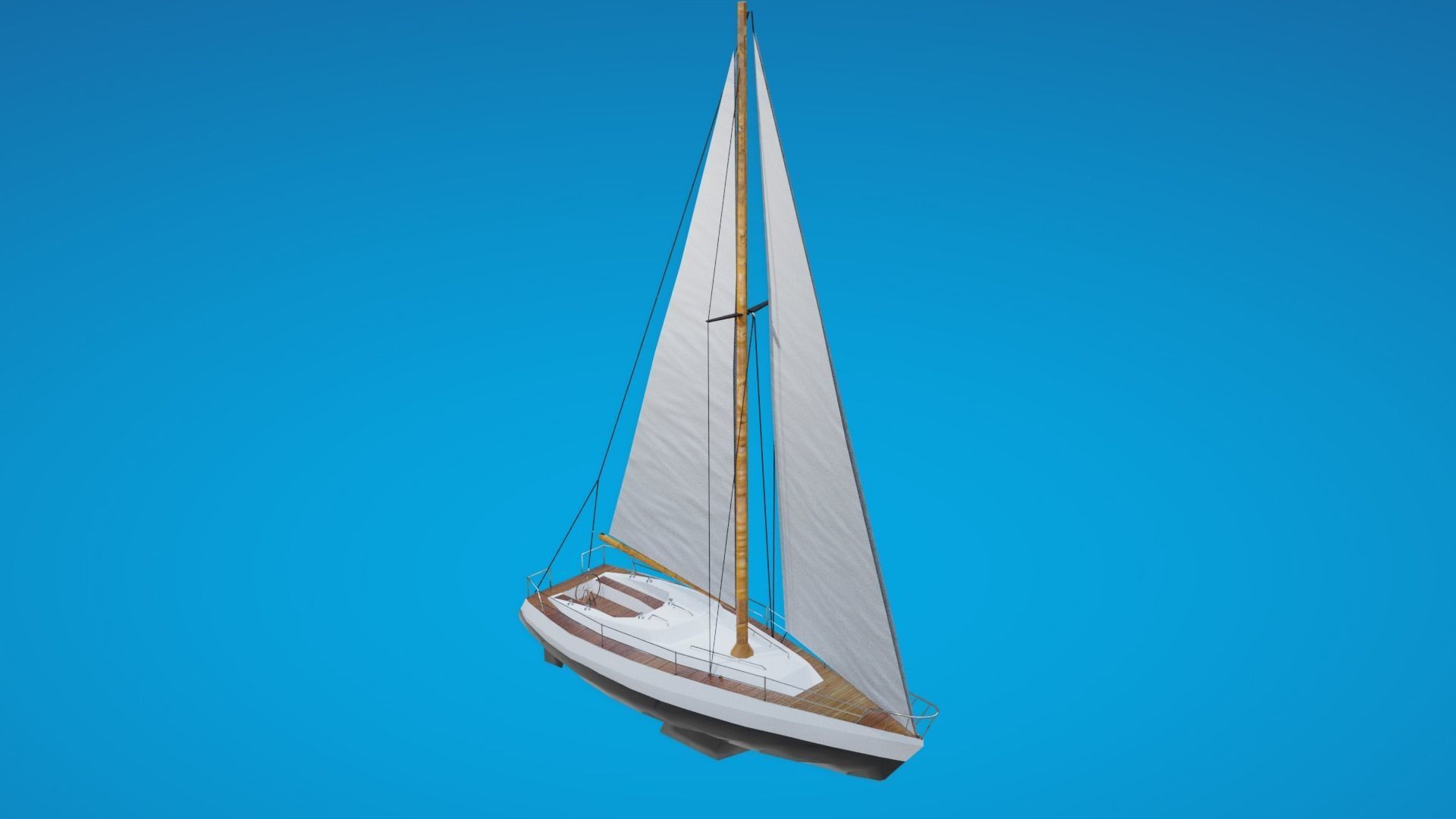 Modern Sail boat Low-poly 3D model_20