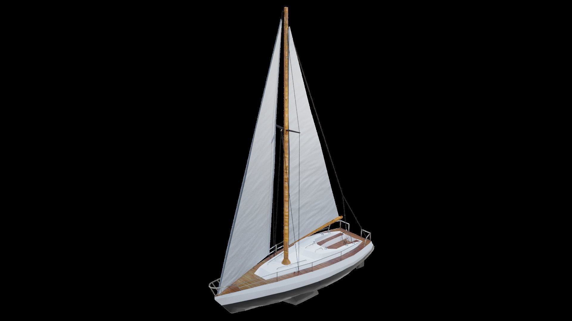 Modern Sail boat Low-poly 3D model_3
