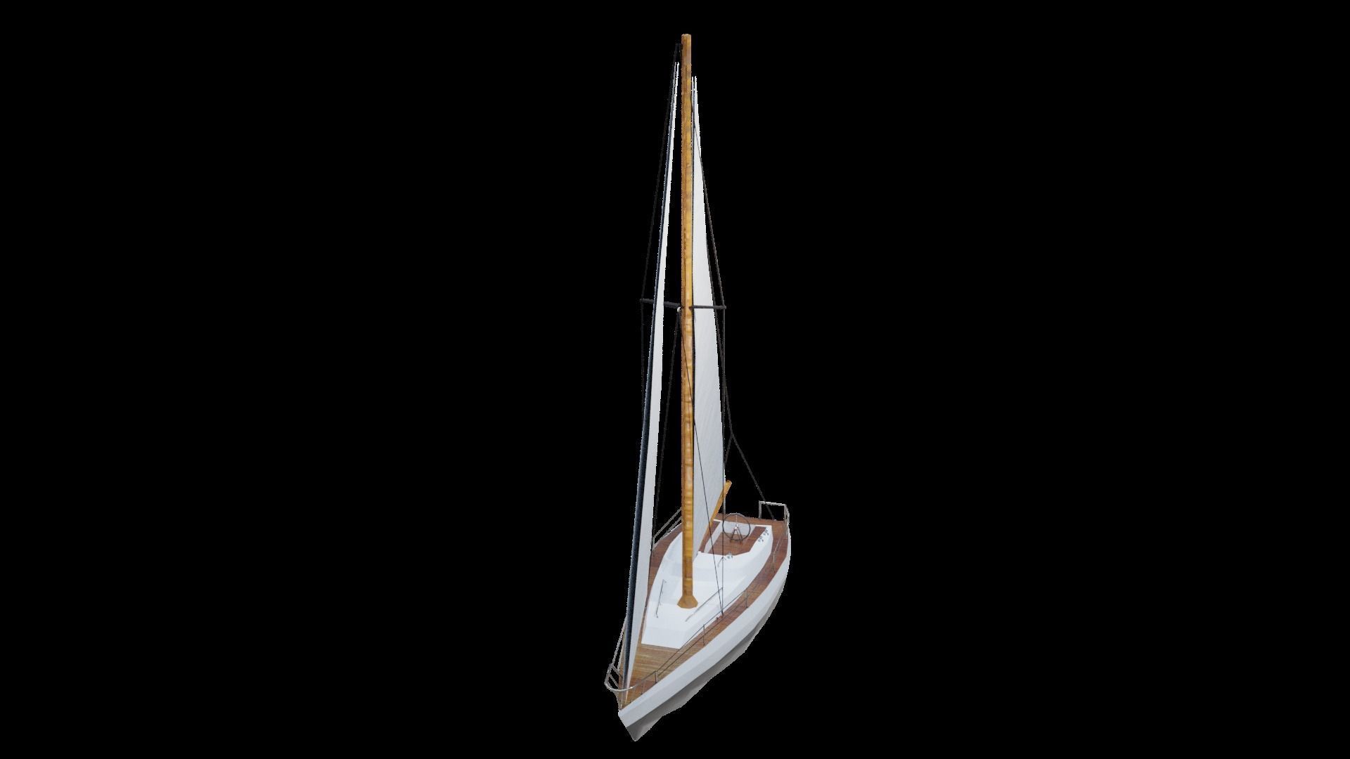 Modern Sail boat Low-poly 3D model_18