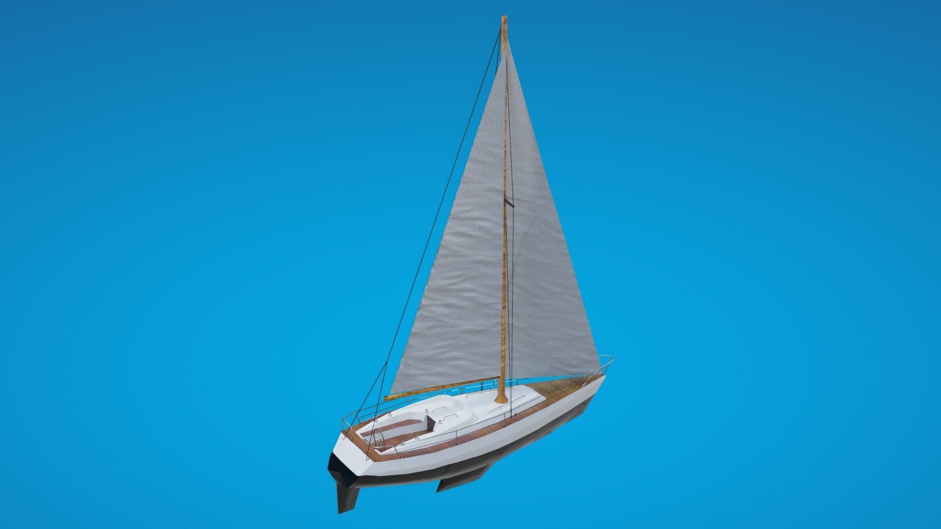 Modern Sail boat Low-poly 3D model_10