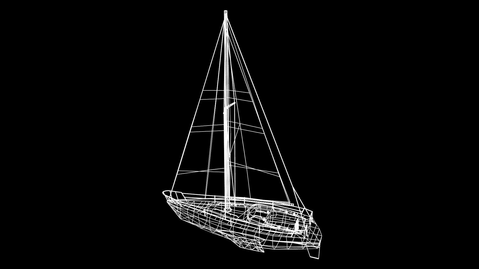 Modern Sail boat Low-poly 3D model_34