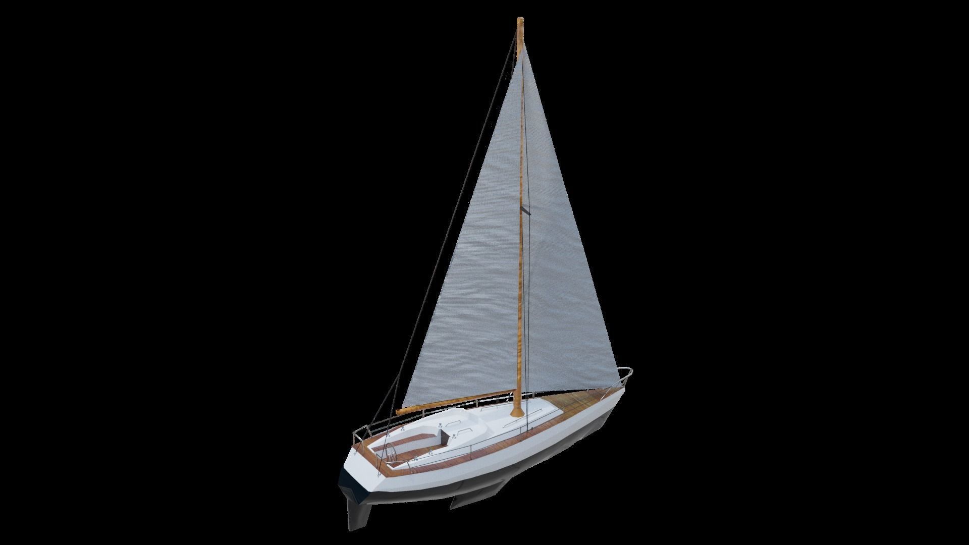 Modern Sail boat Low-poly 3D model_29