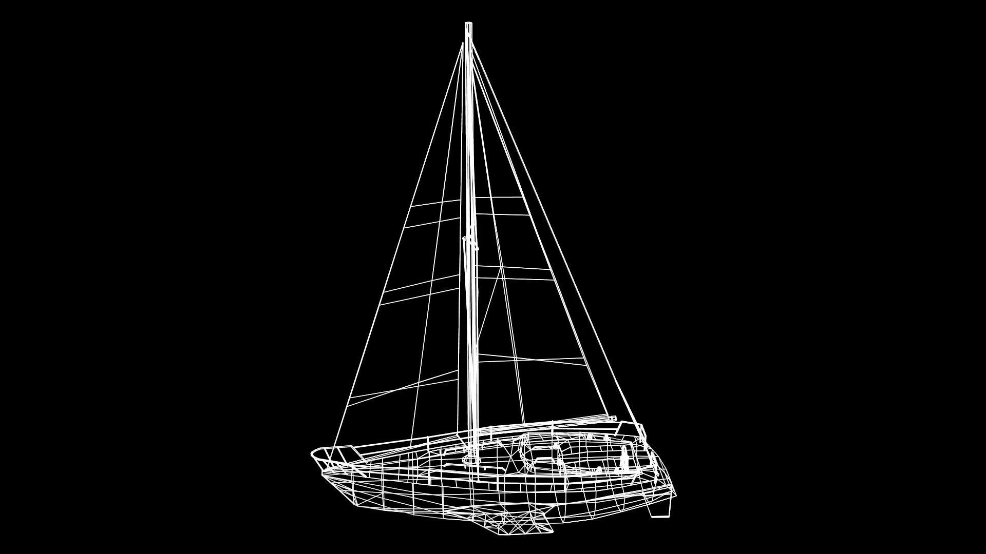 Modern Sail boat Low-poly 3D model_33