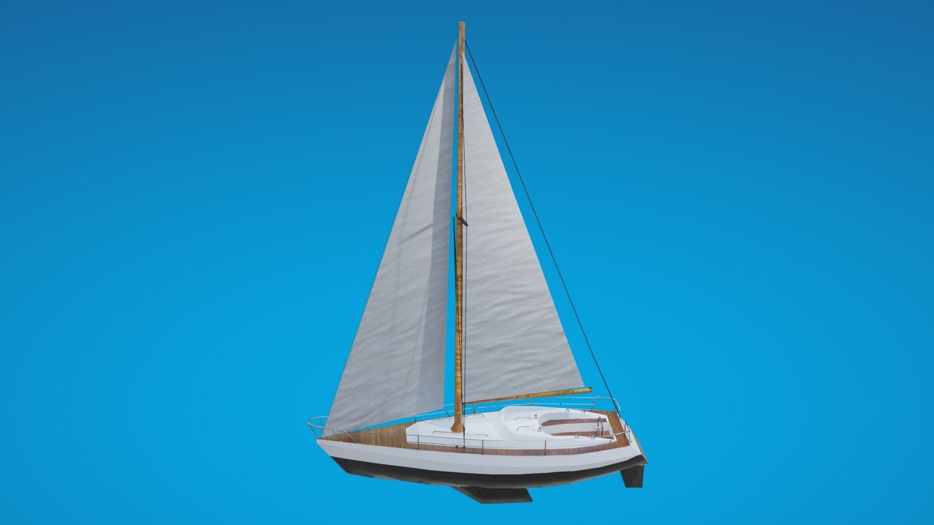 Modern Sail boat Low-poly 3D model_0