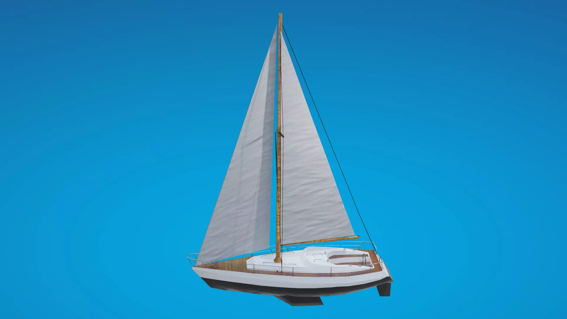 Modern Sail boat Low-poly 3D model_0