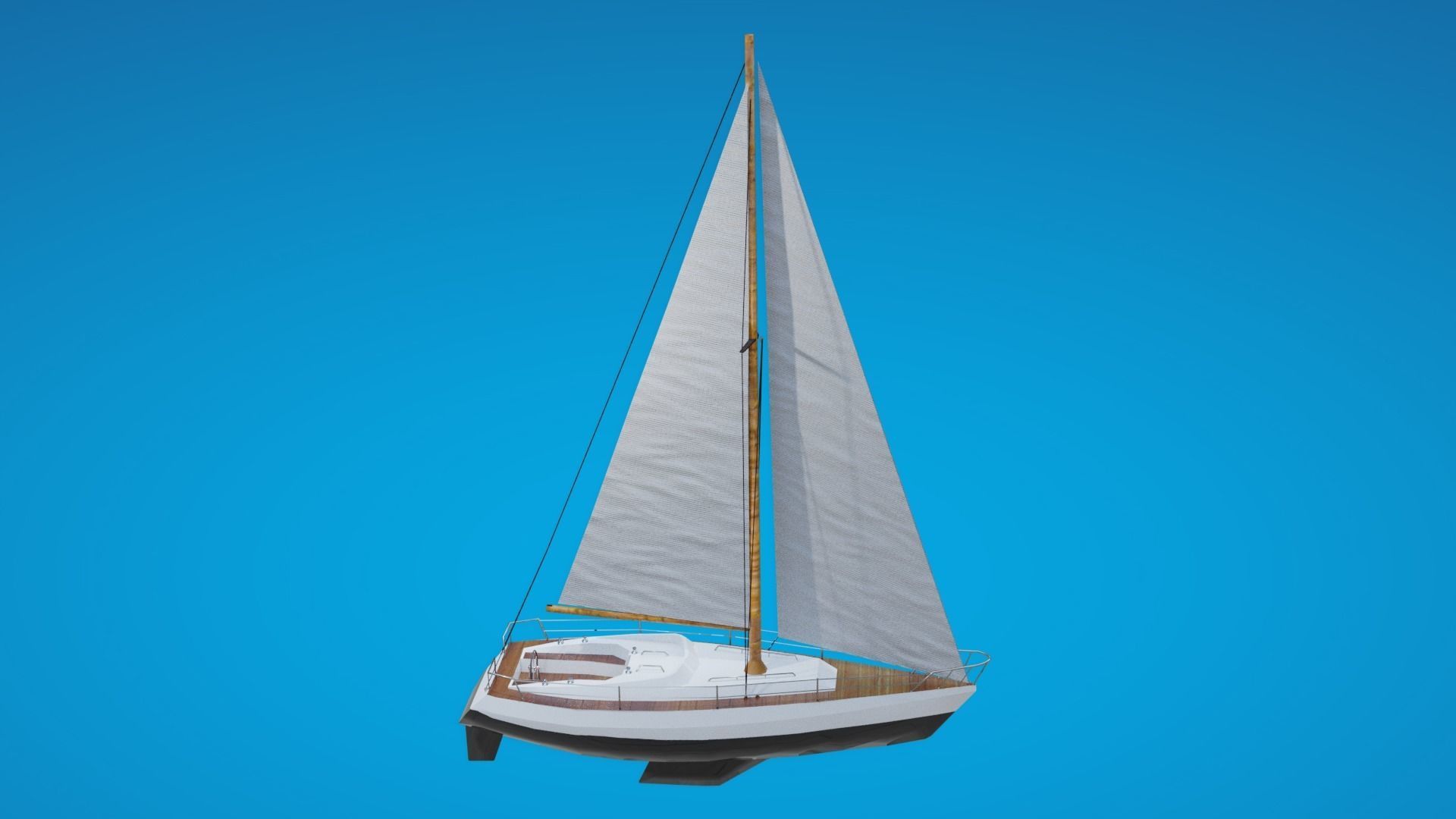Modern Sail boat Low-poly 3D model_26