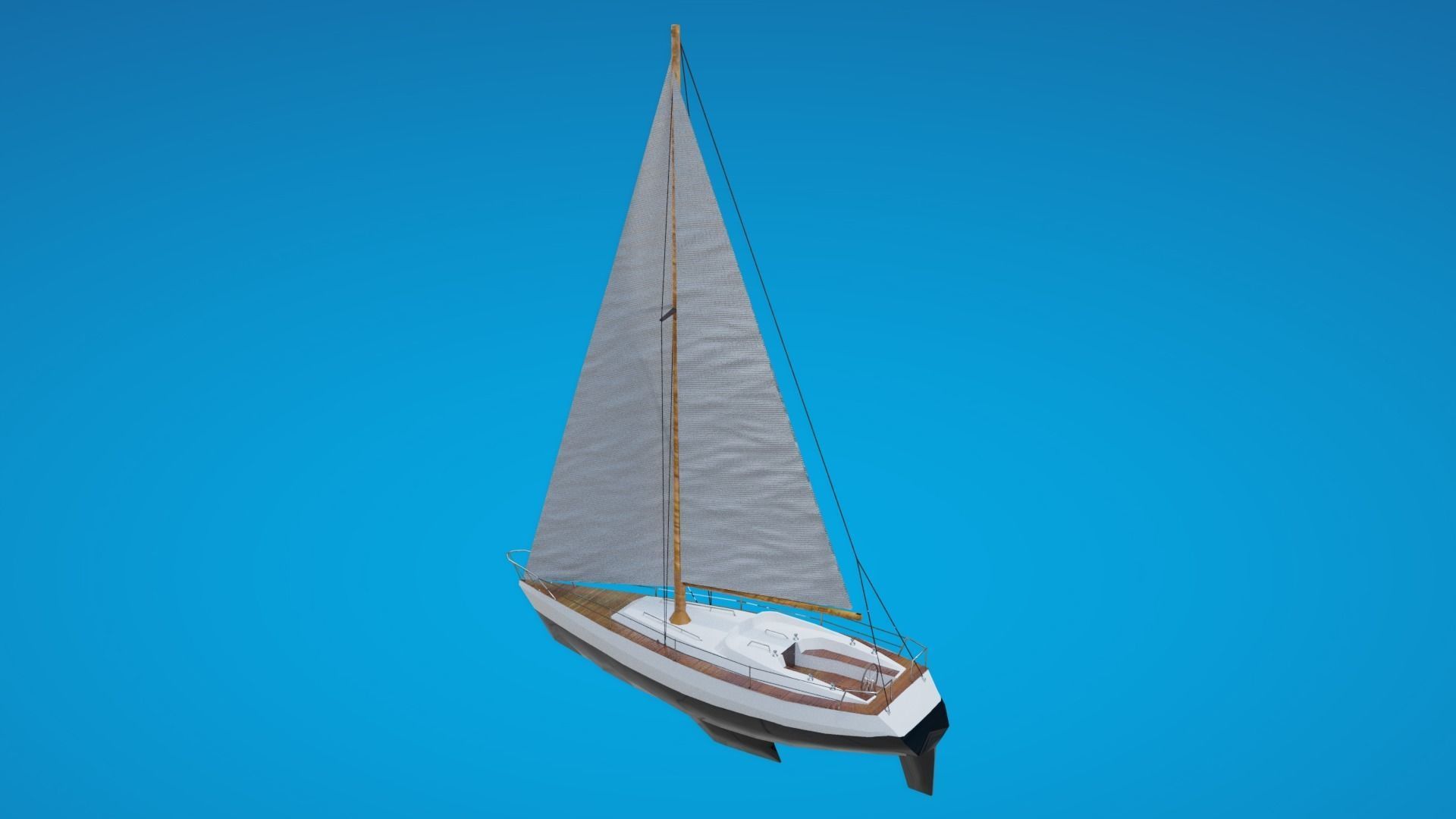 Modern Sail boat Low-poly 3D model_4