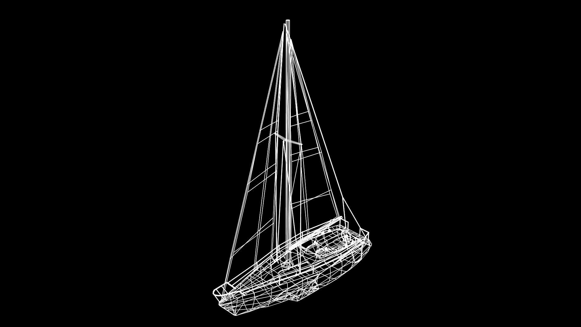 Modern Sail boat Low-poly 3D model_30