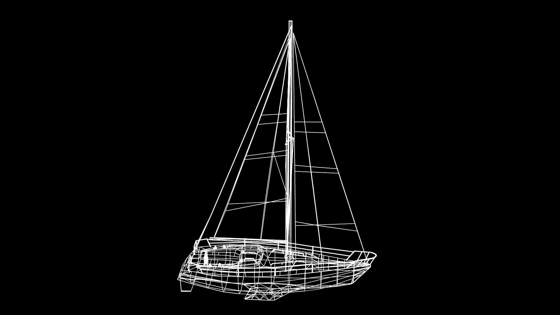 Modern Sail boat Low-poly 3D model_39