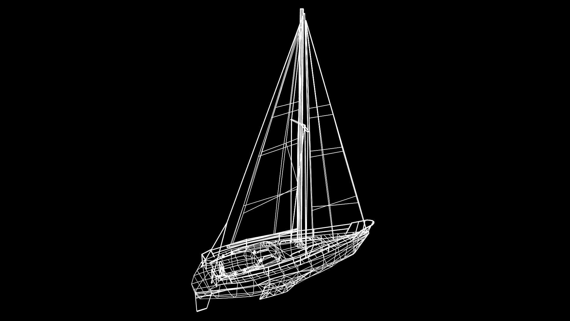 Modern Sail boat Low-poly 3D model_37