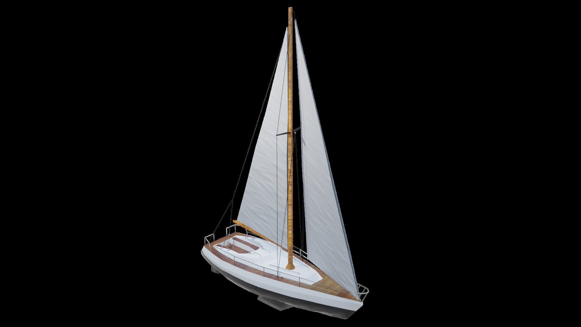 Modern Sail boat Low-poly 3D model_21