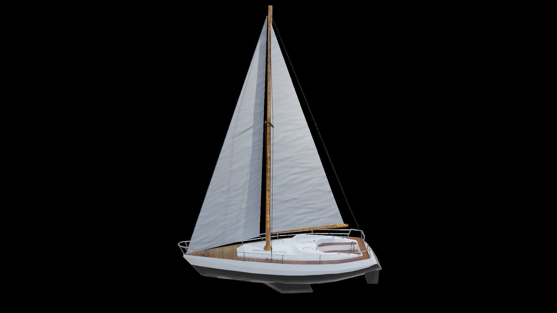 Modern Sail boat Low-poly 3D model_5