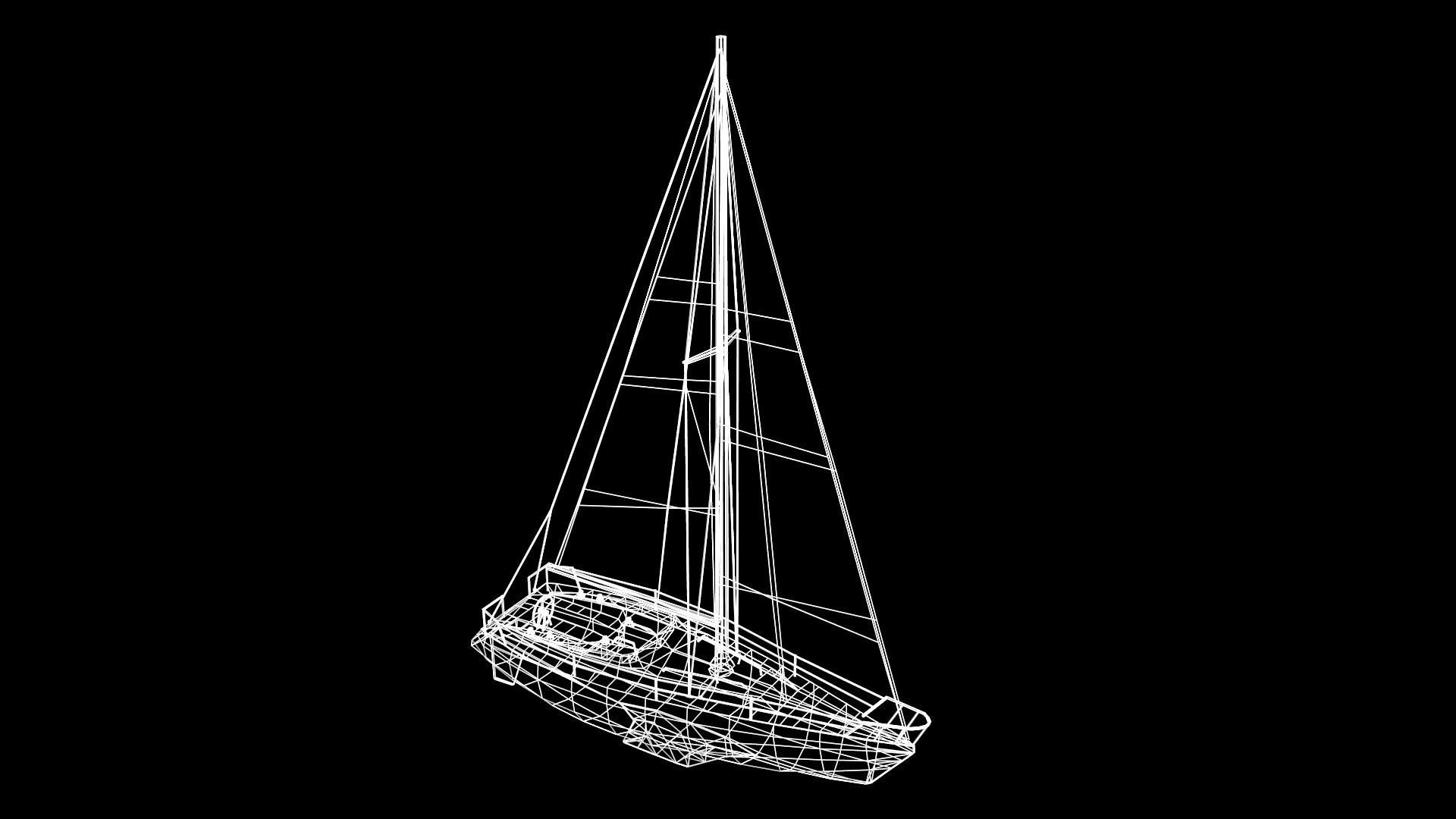Modern Sail boat Low-poly 3D model_41