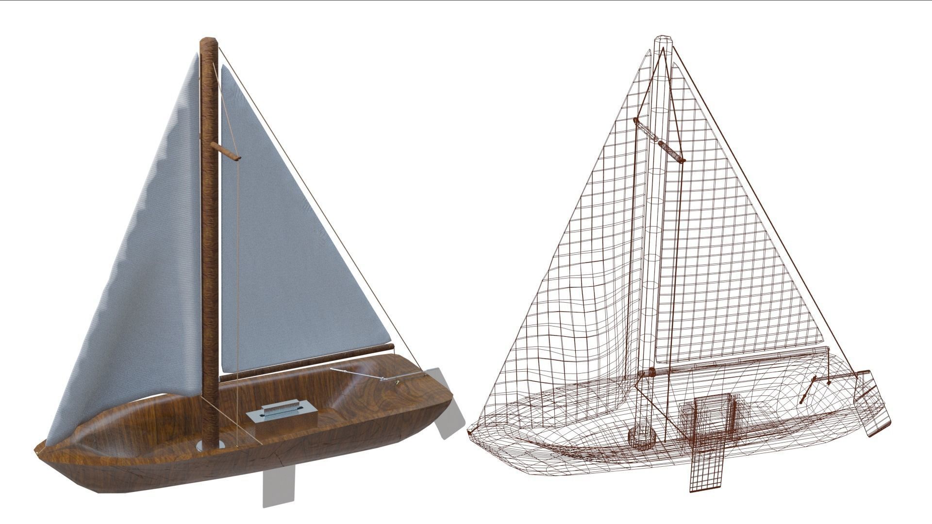 Sailing Boat Low-poly 3D model_40