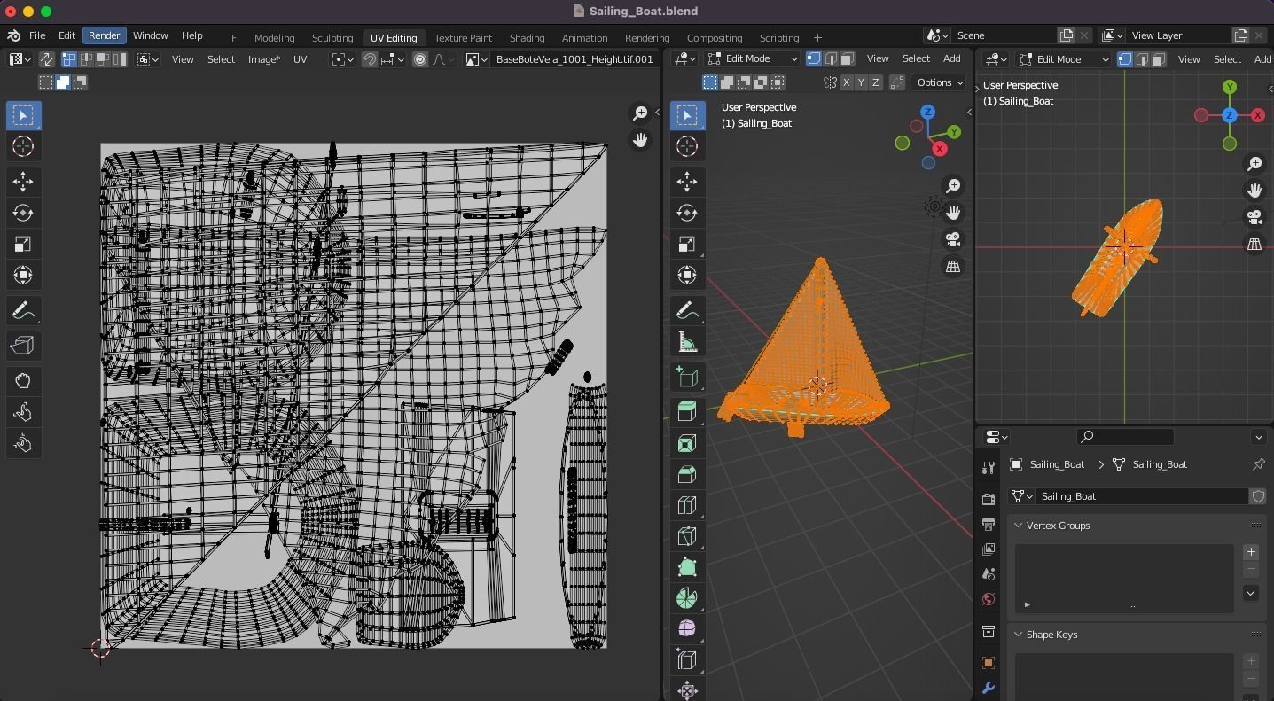 Sailing Boat Low-poly 3D model_9