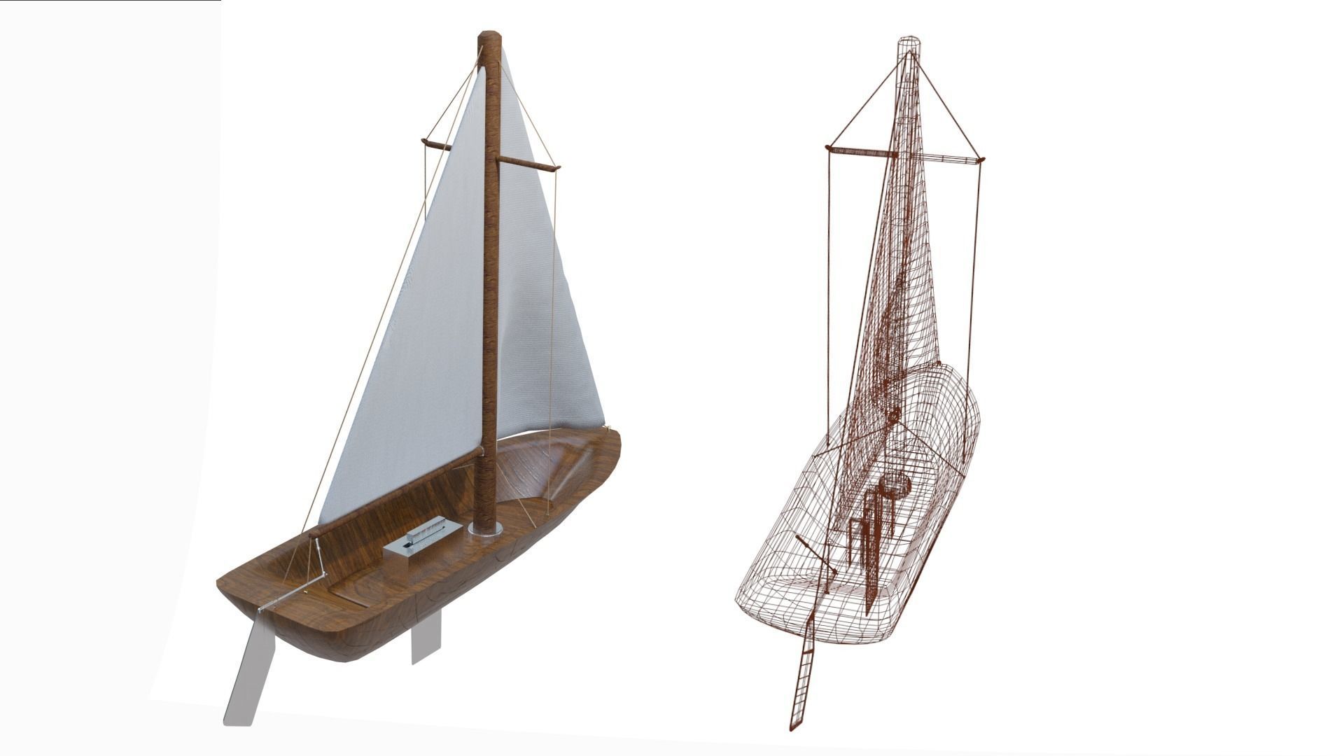 Sailing Boat Low-poly 3D model_38