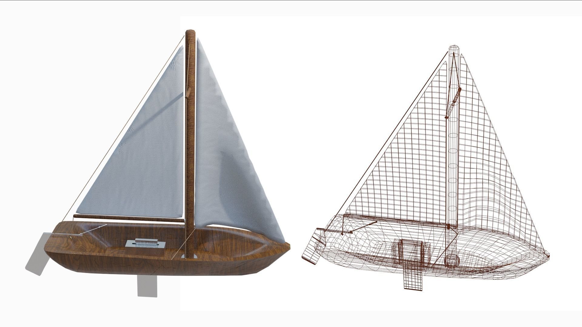 Sailing Boat Low-poly 3D model_39