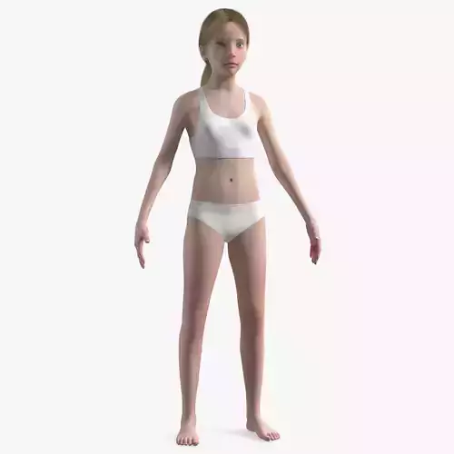 Kid Girl Fur 3D model