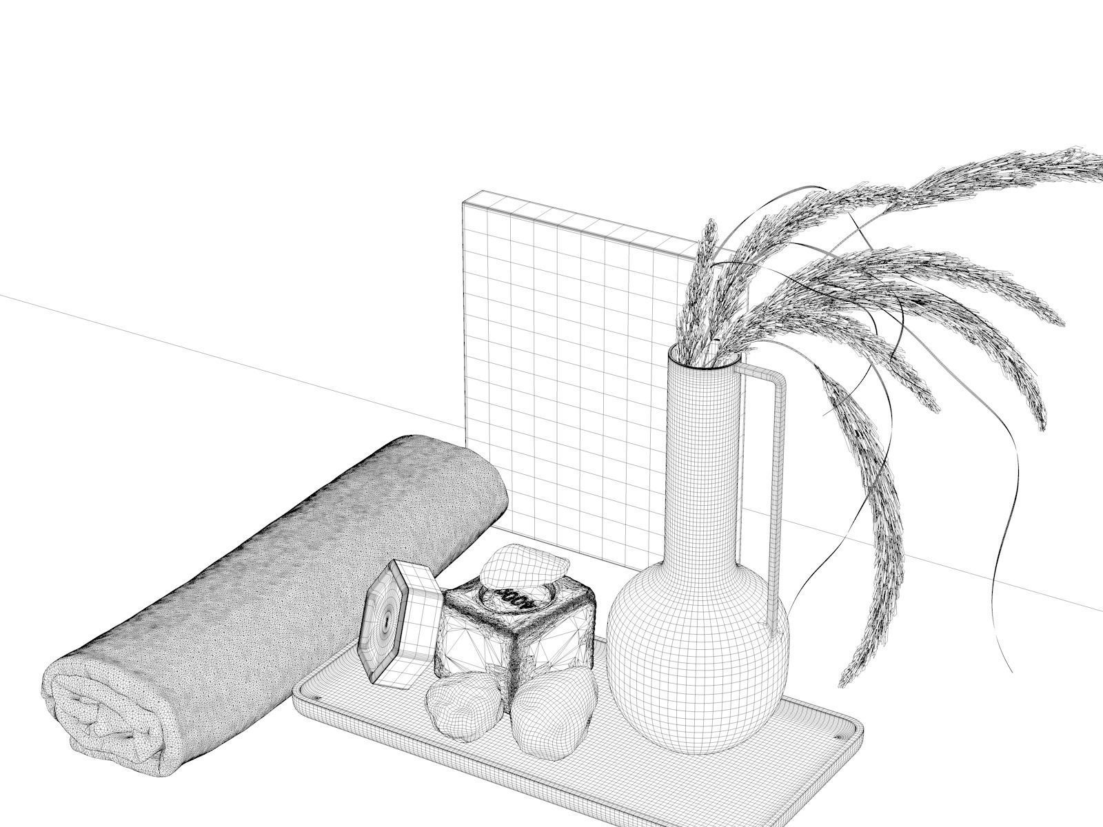 Tray with Bathroom Accessories and Vase 3D model_4