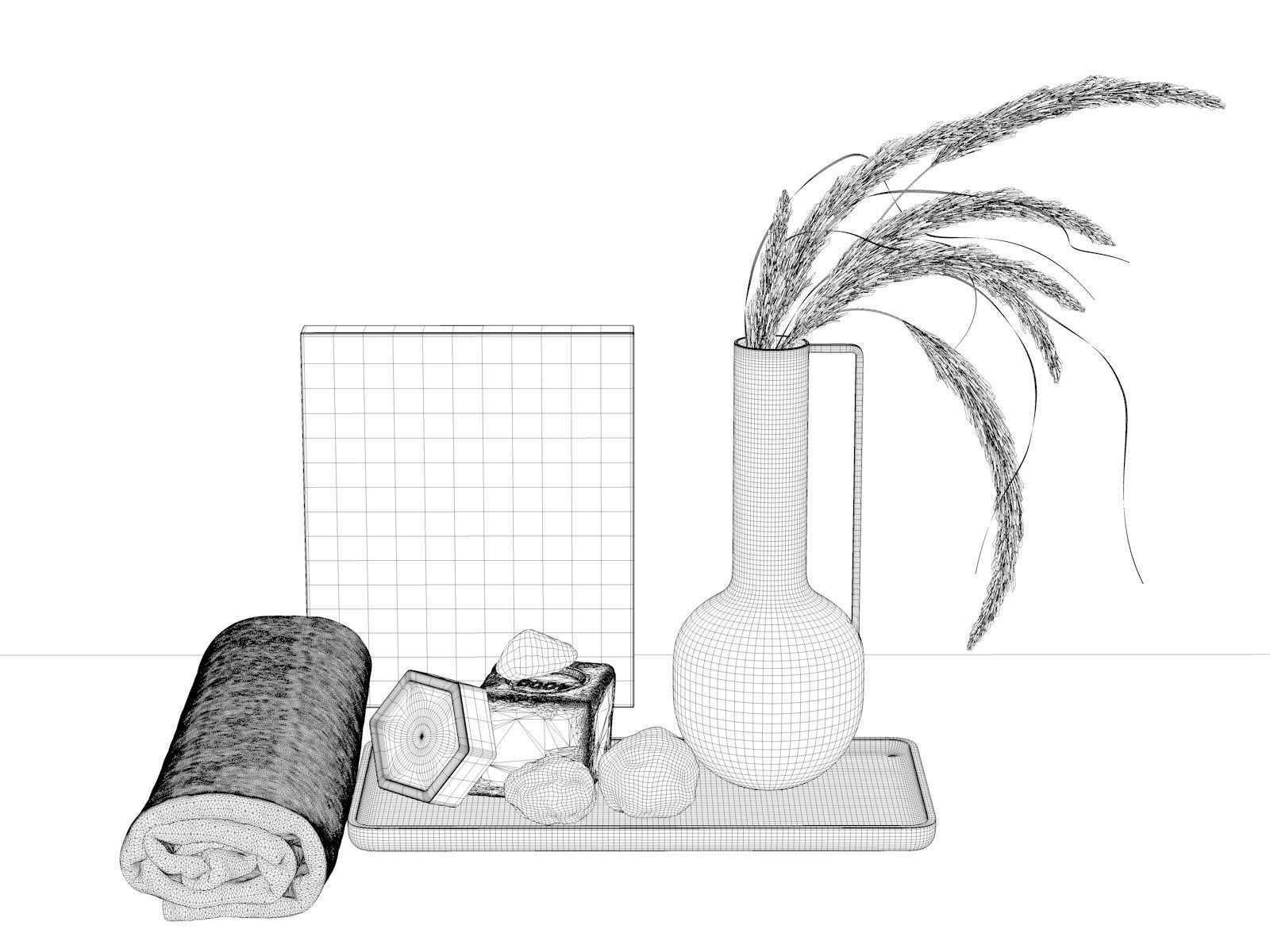 Tray with Bathroom Accessories and Vase 3D model_3