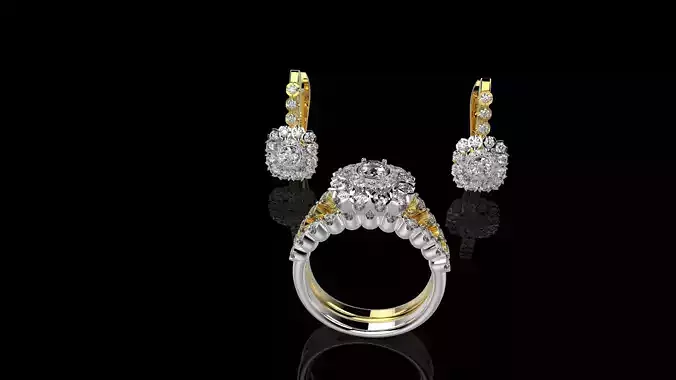 K N22 diamond ring and earrings