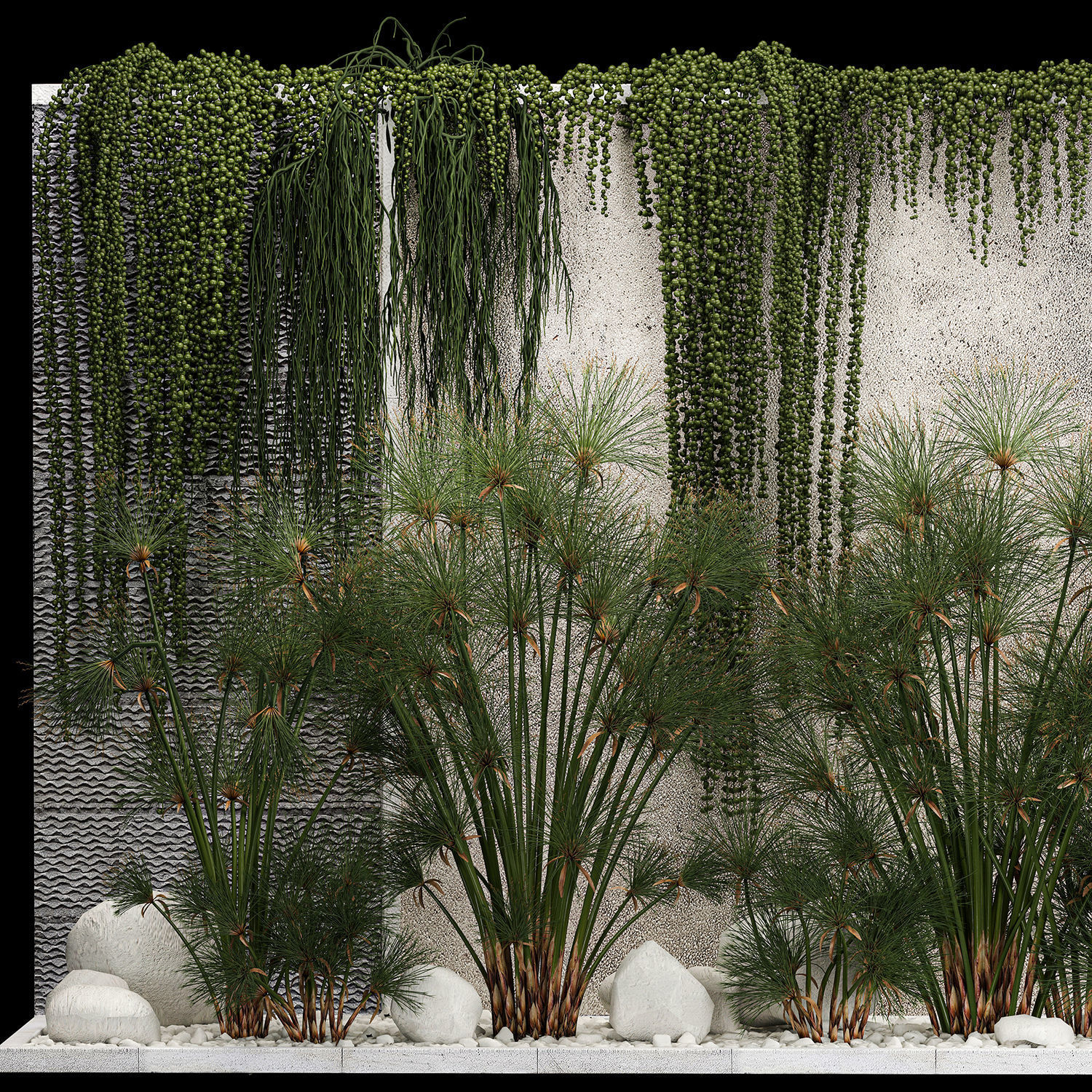 Garden And Tropical Flowerbed With Hanging Plants 3D model_2