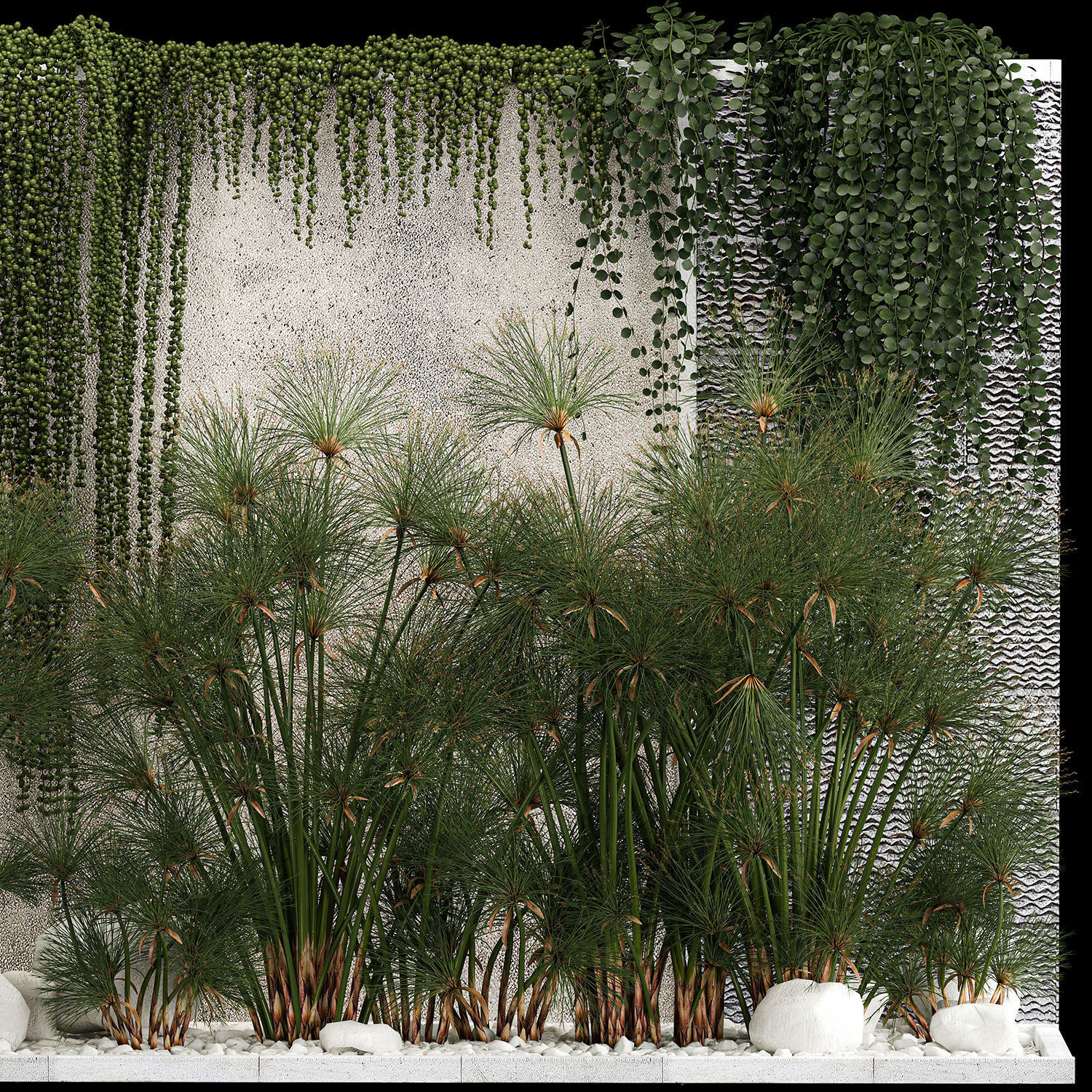 Garden And Tropical Flowerbed With Hanging Plants 3D model_3