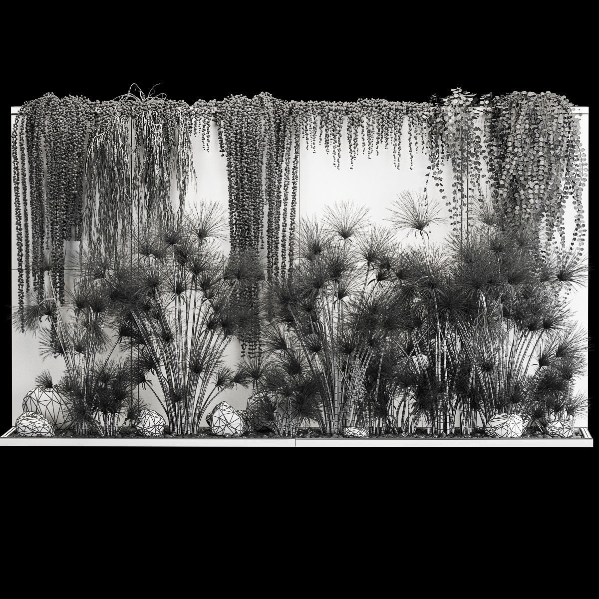 Garden And Tropical Flowerbed With Hanging Plants 3D model_6