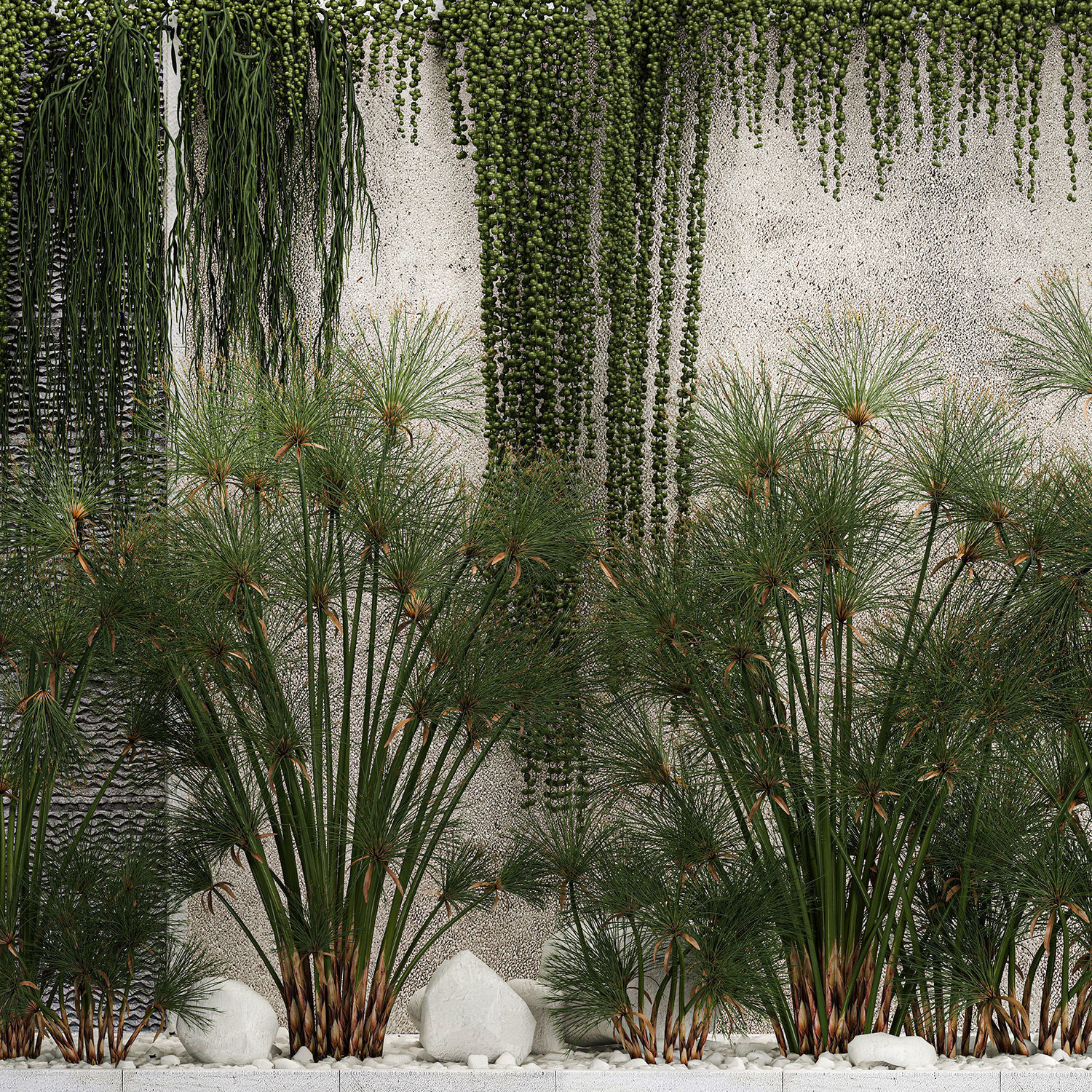 Garden And Tropical Flowerbed With Hanging Plants 3D model_4