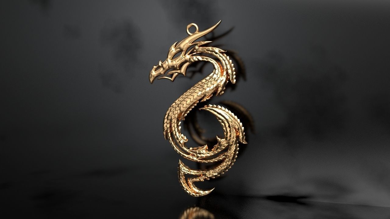 Dragon Pendant 3D print model_3