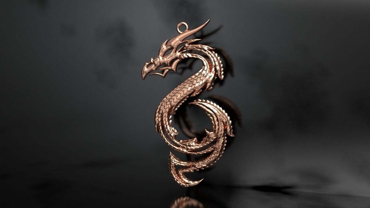 Dragon Pendant 3D print model_4