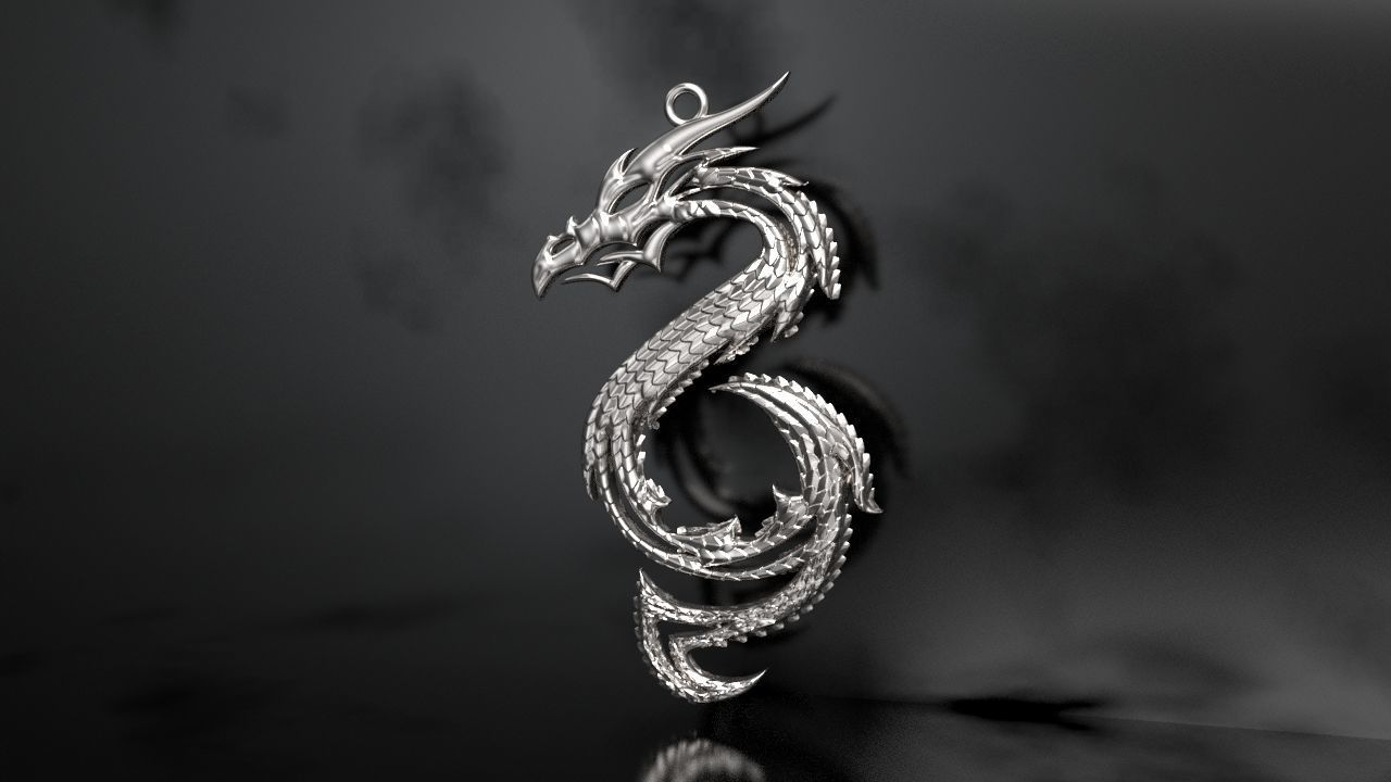 Dragon Pendant 3D print model_5