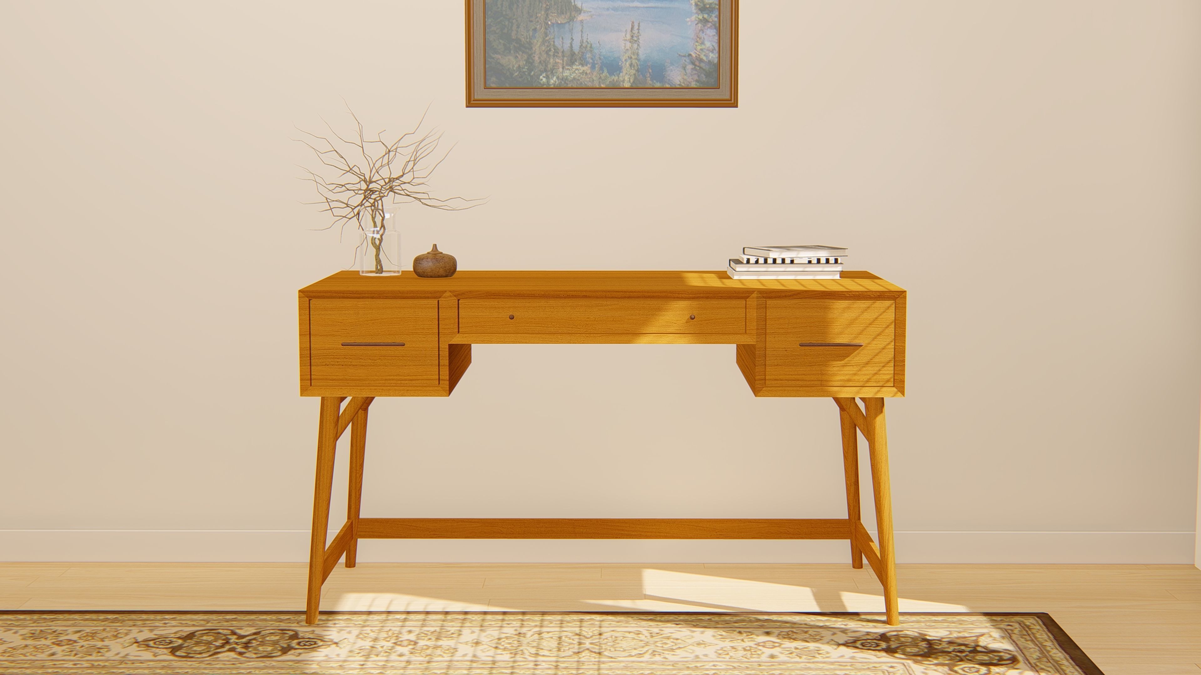 West Elm Mid Century Desk 3D model_4