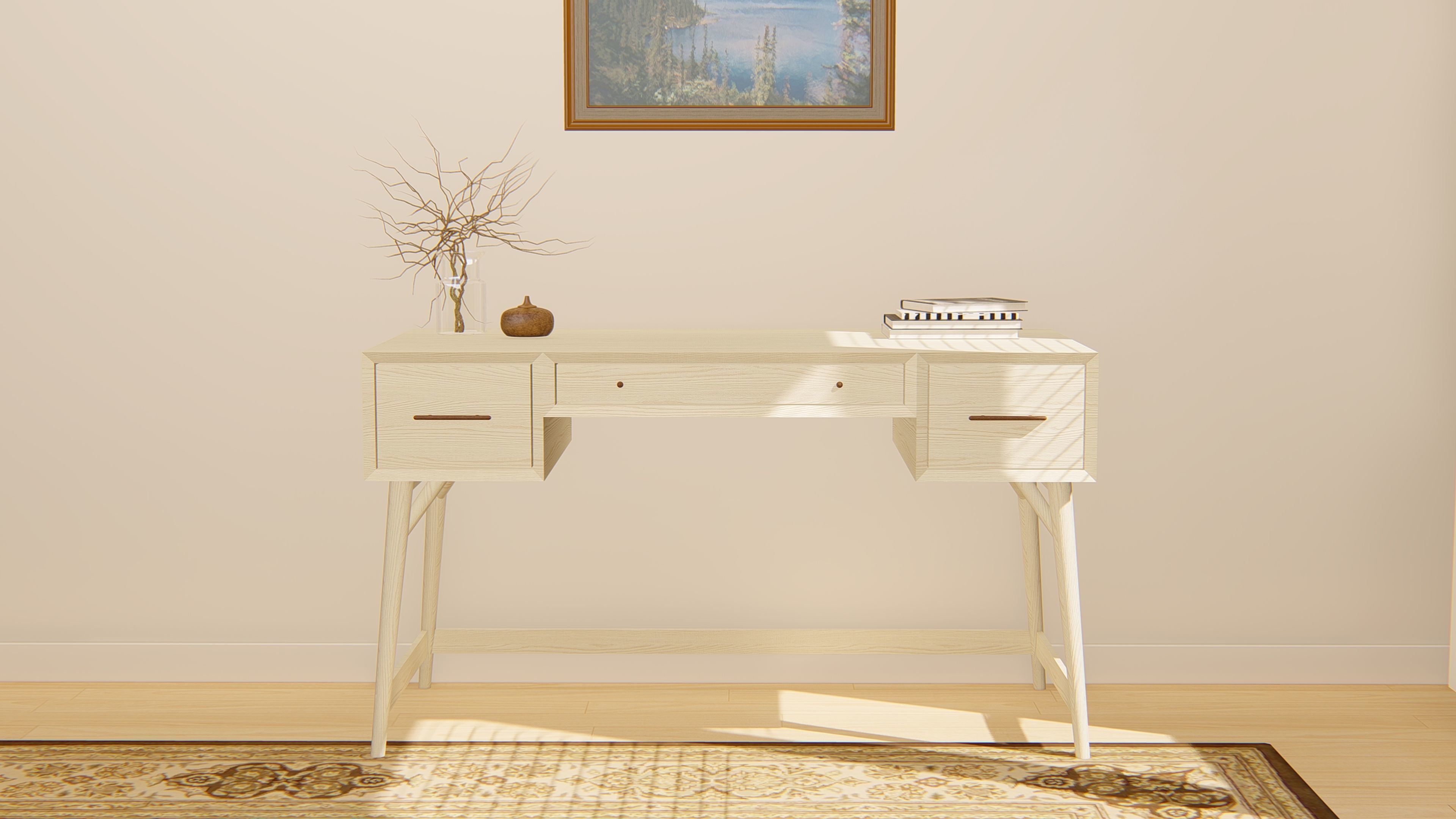West Elm Mid Century Desk 3D model_3