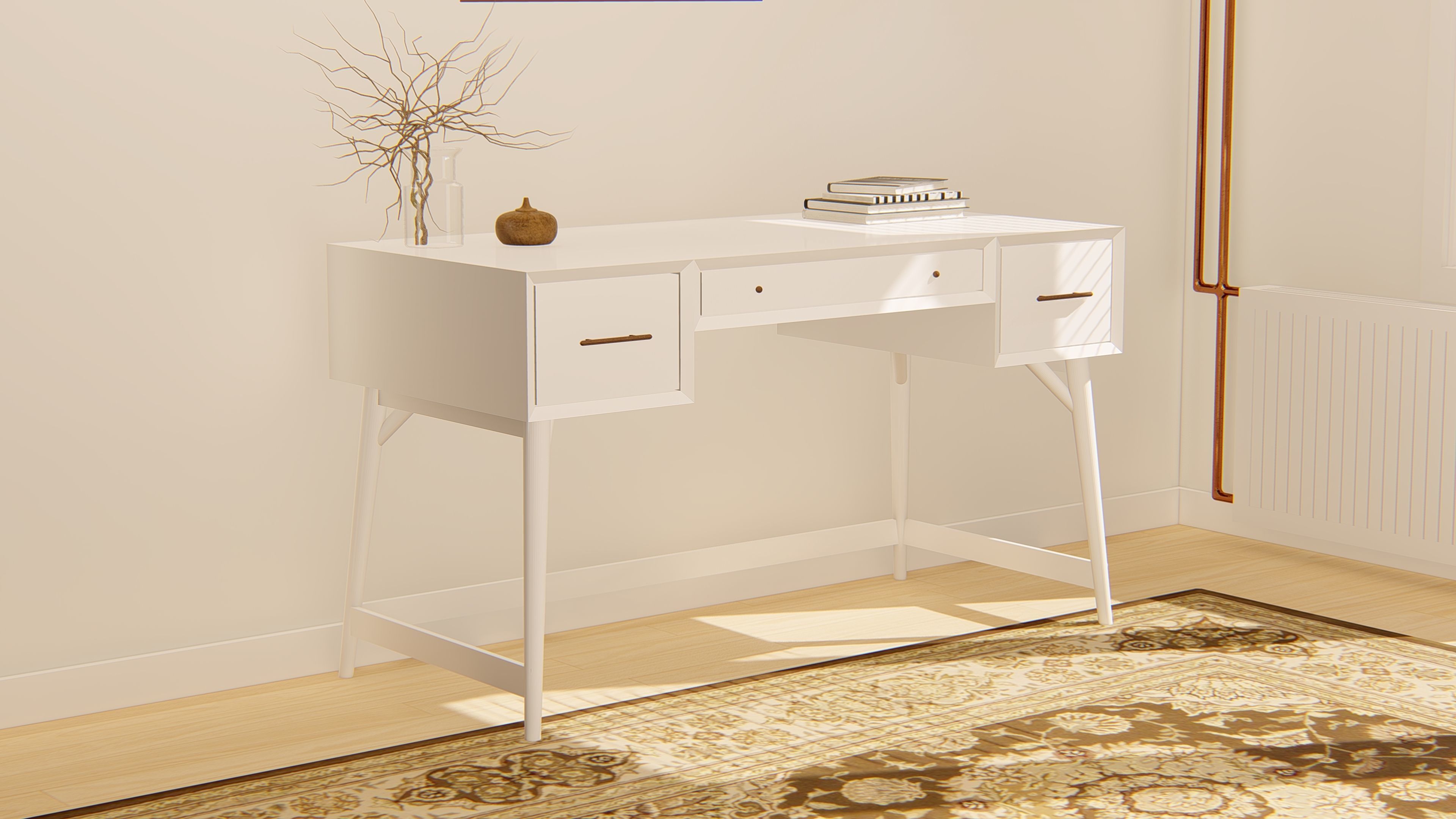 West Elm Mid Century Desk 3D model_2