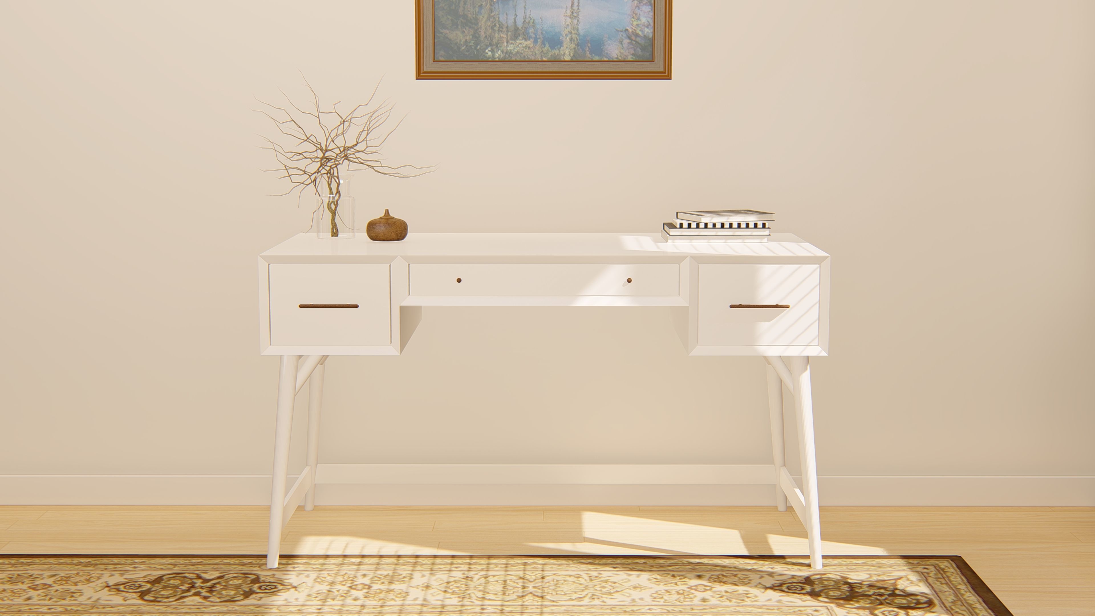 West Elm Mid Century Desk 3D model_5