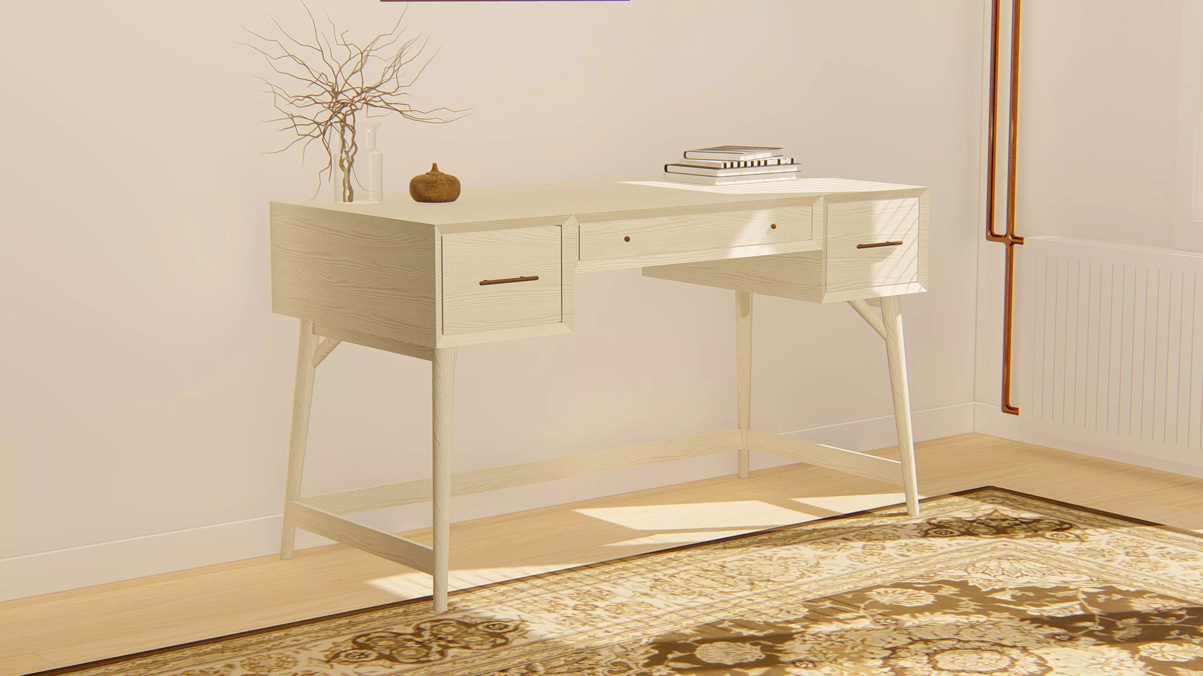 West Elm Mid Century Desk 3D model_0