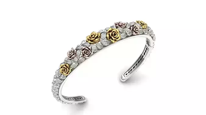 BRACELET rose cuff with diamonds