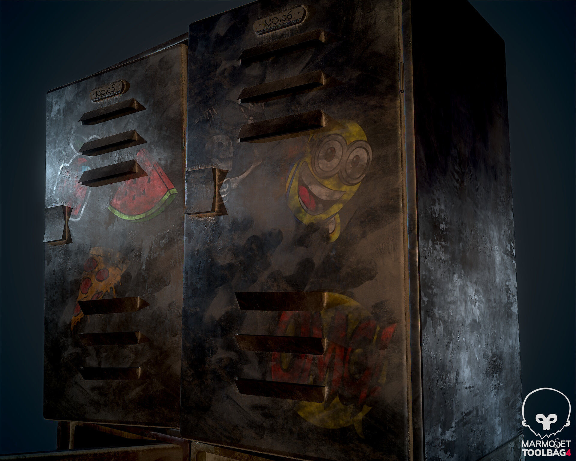 3D Old locker Low-poly 3D model_1