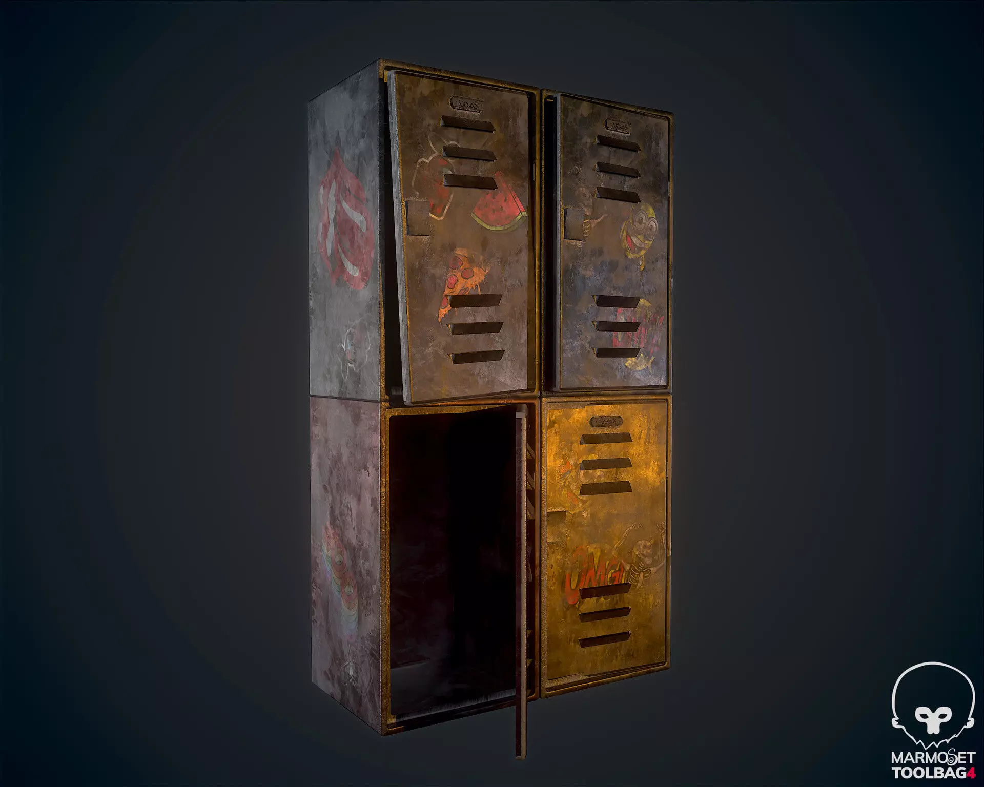3D Old locker Low-poly 3D model_0
