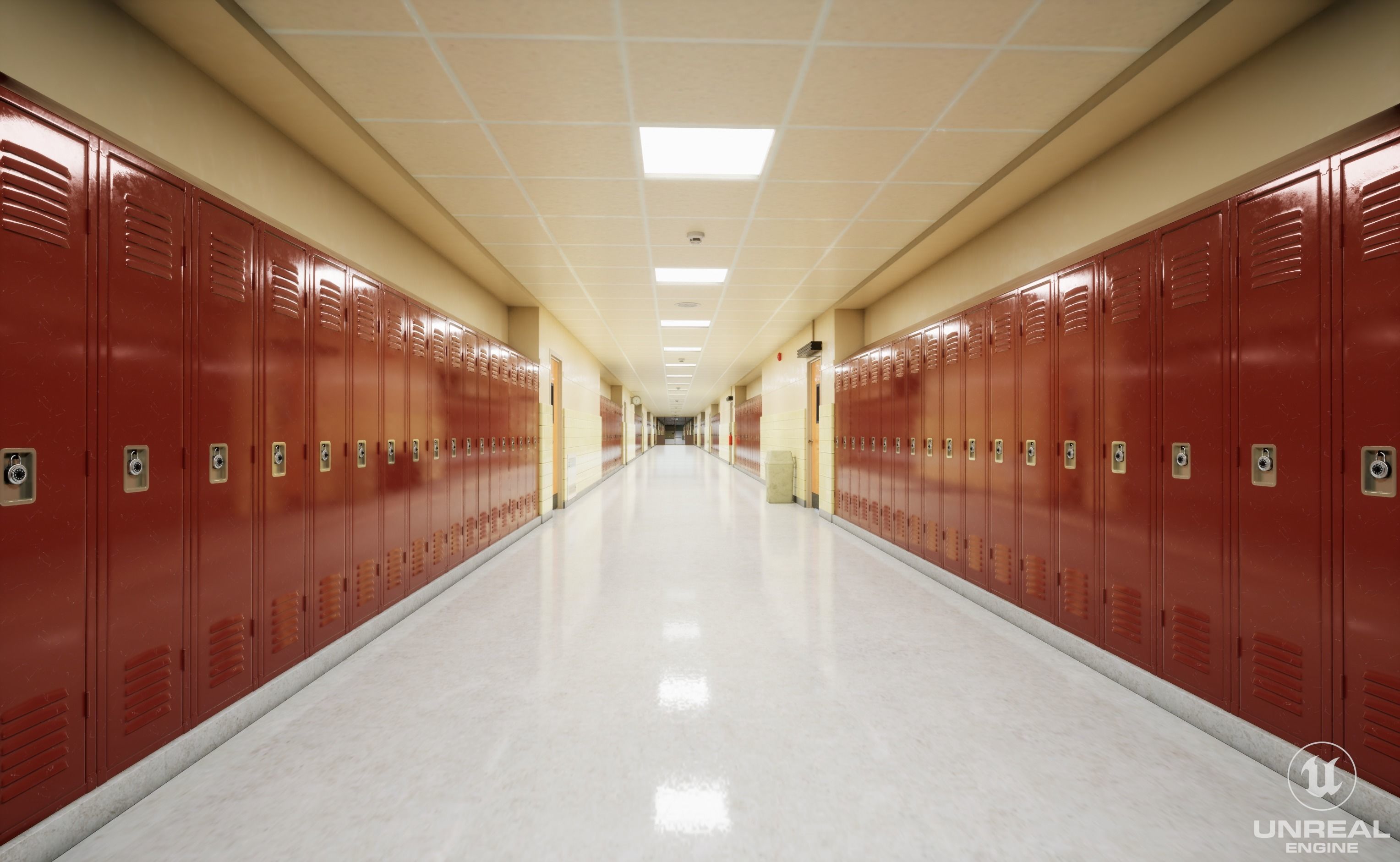 School Hallway 3d Scene 3D model_2