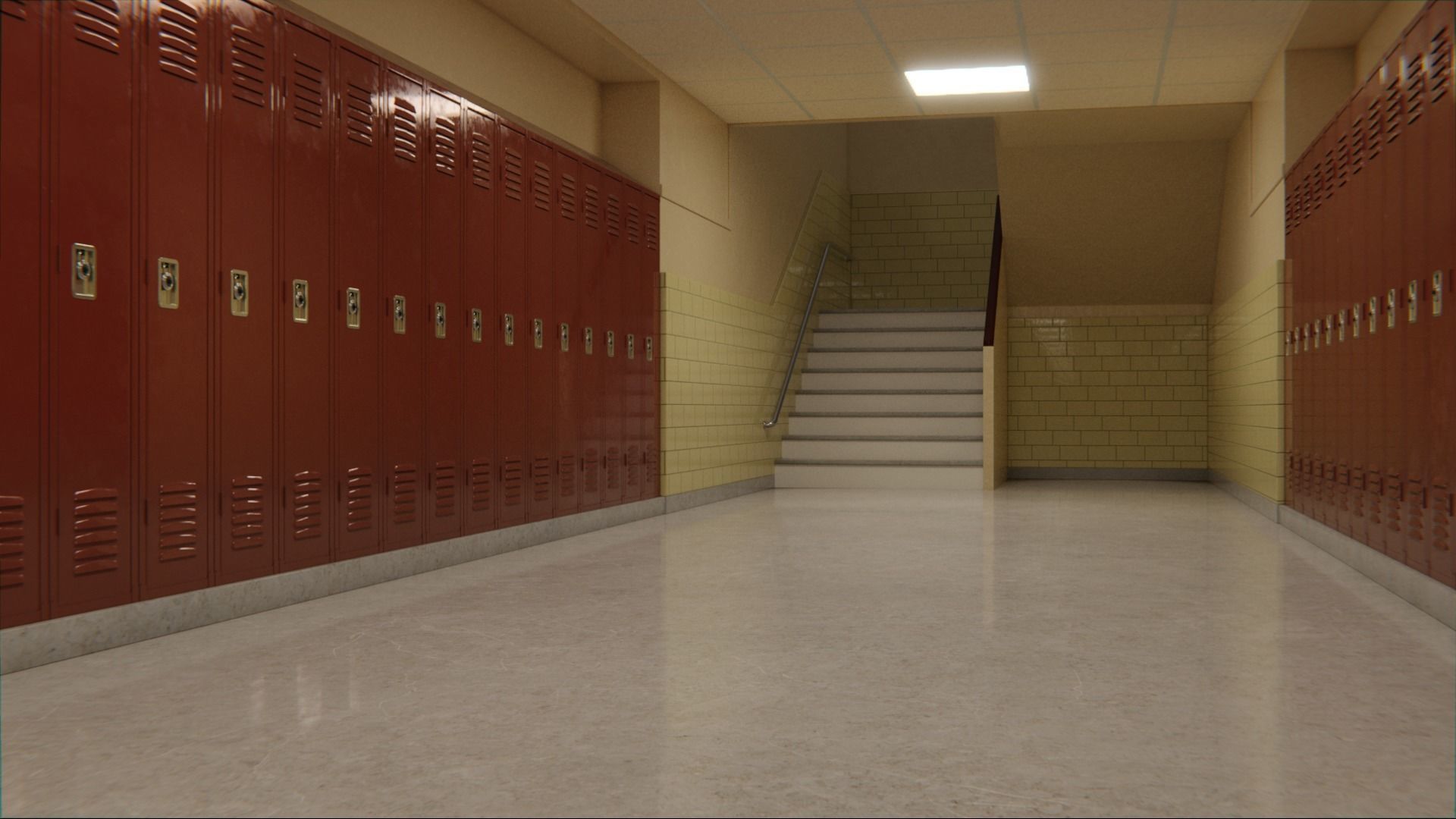 School Hallway 3d Scene 3D model_14