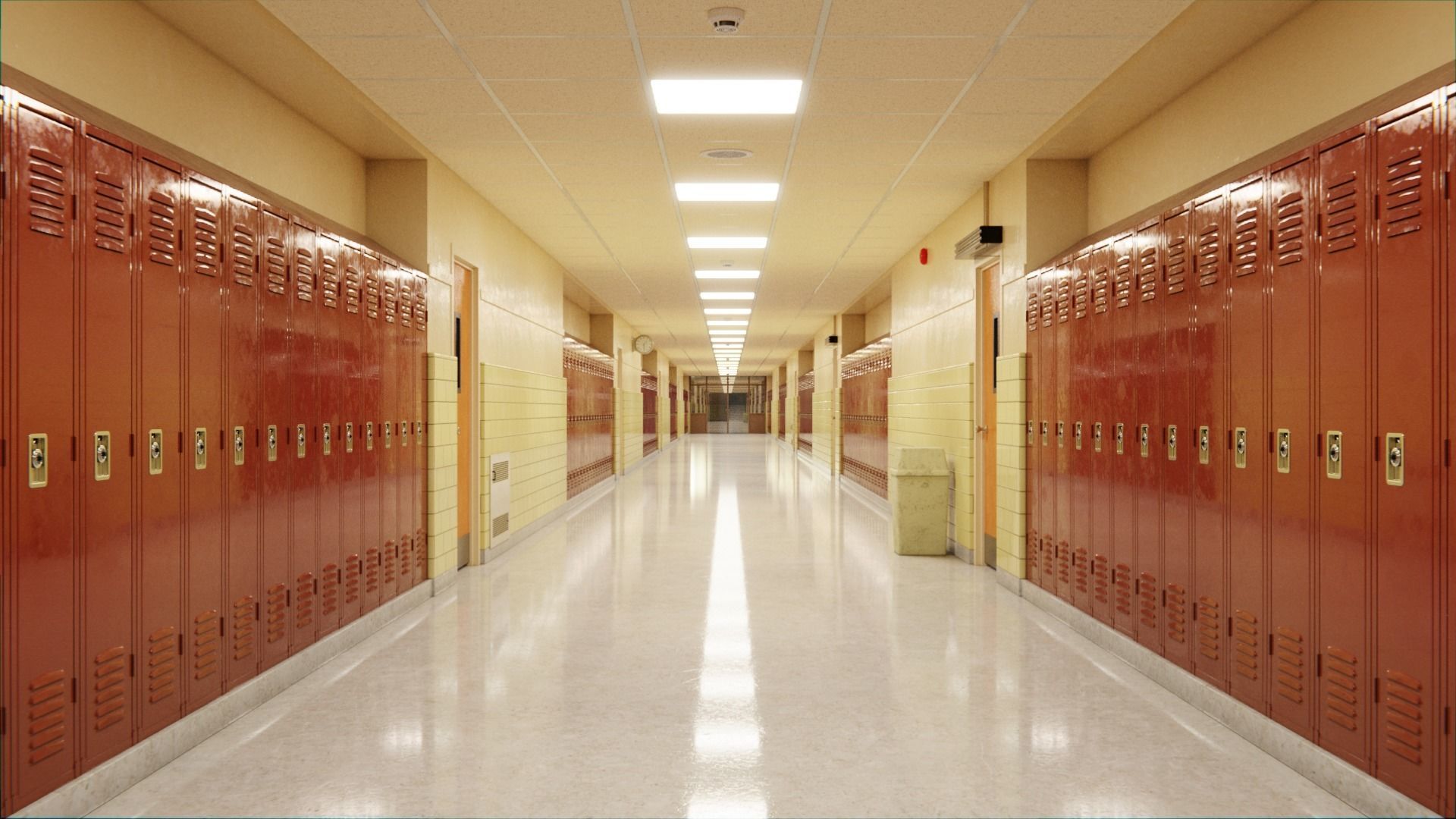 School Hallway 3d Scene 3D model_16