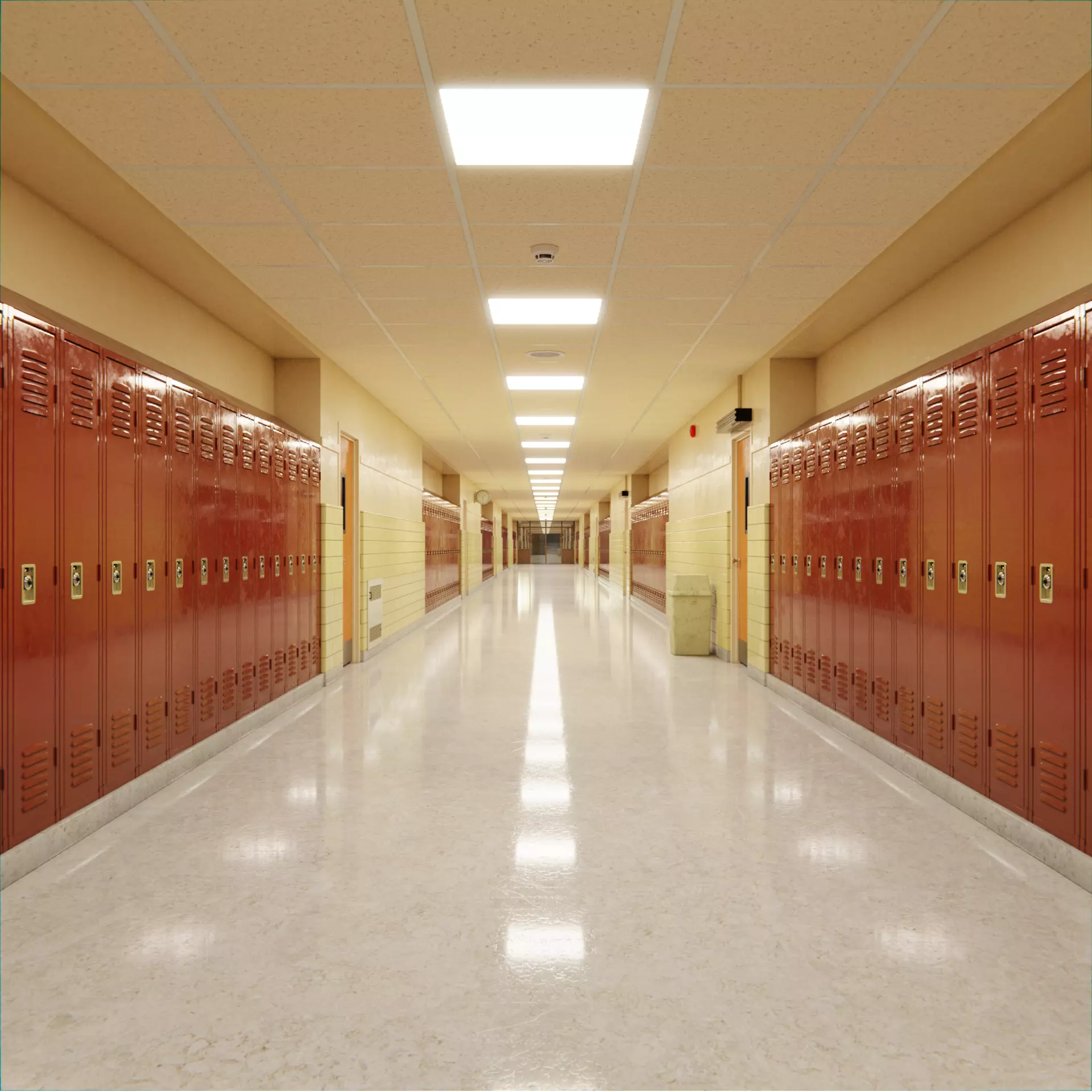 School Hallway 3d Scene 3D model_0
