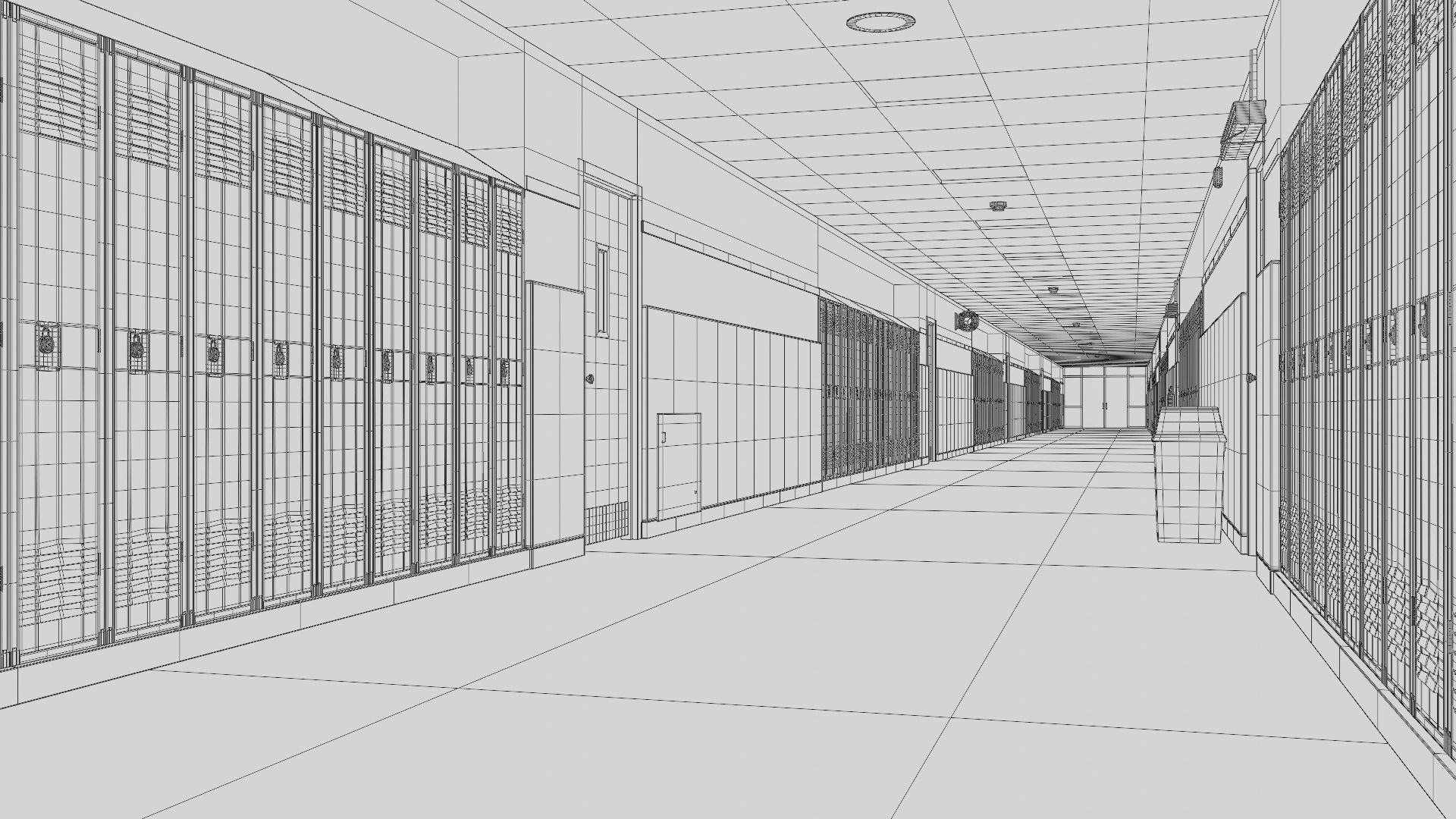 School Hallway 3d Scene 3D model_25